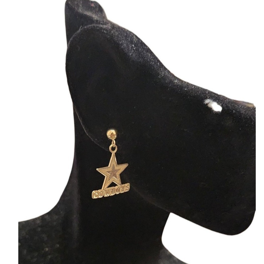 Dallas Cowboys 14K Yellow Gold Star Dangle Earrings NFLP 1996 Vintage